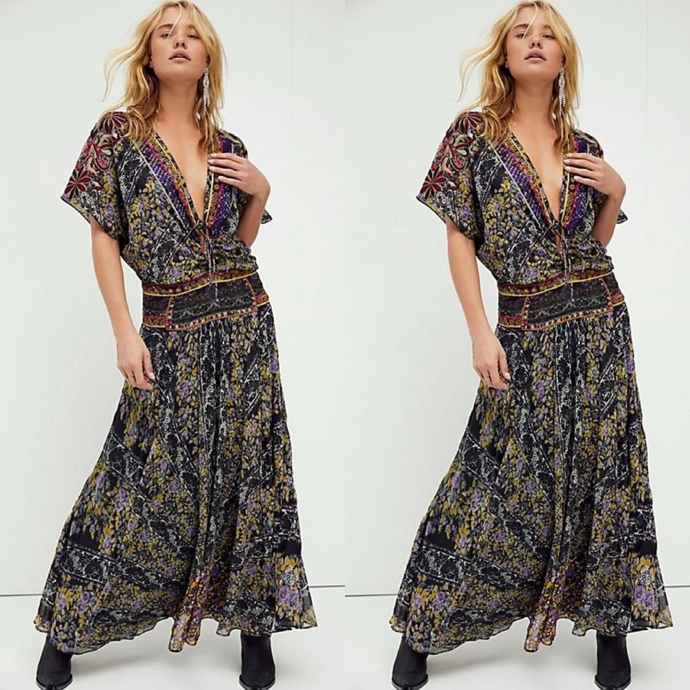 Free People Furnished Floral Maxi Dress
